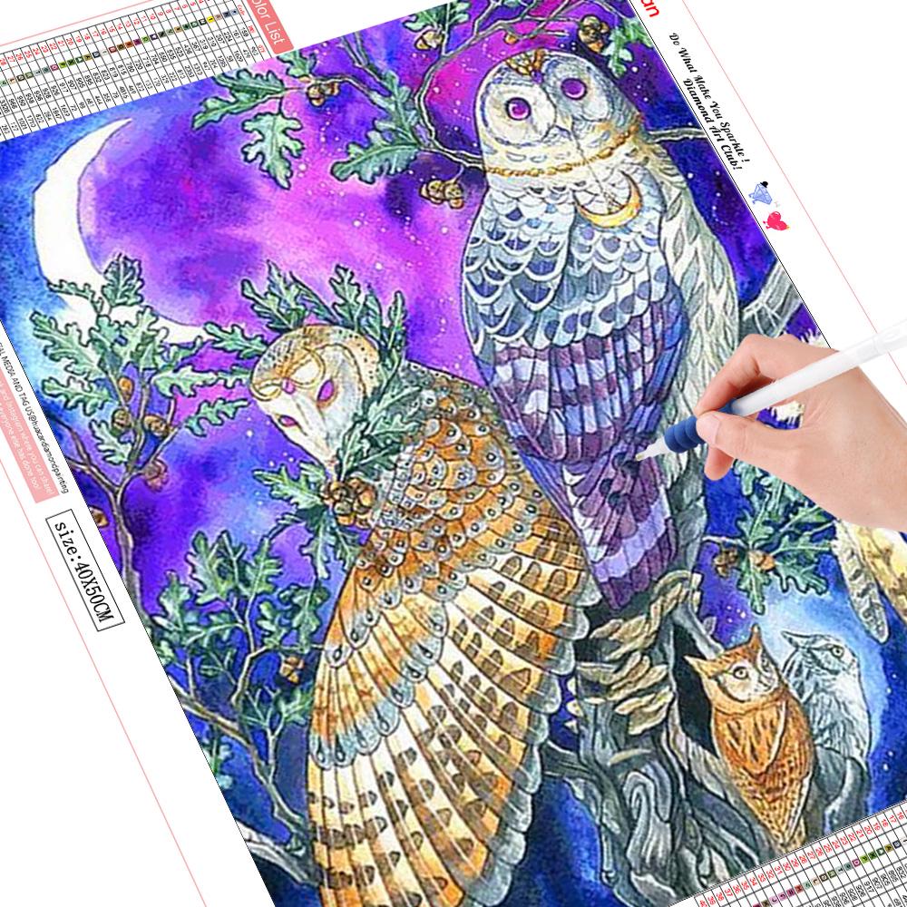 

Huacan DIY Алмазная вышивка крестиком Сова алмазная живопись животное полная квадратная кристаллическая мозаика картина из страз Full Round 20*30 cm