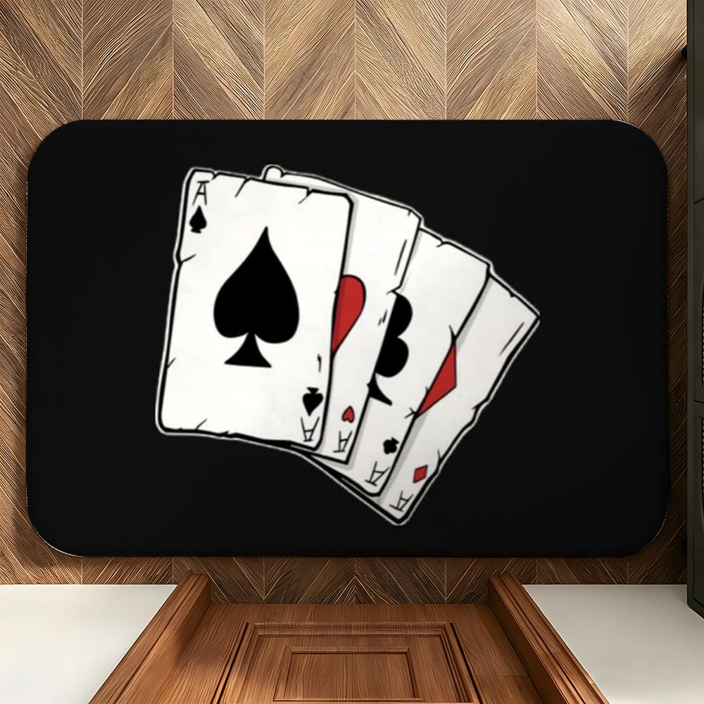 Game P-Poker Suit A-Ace Floor Mat Soft Flannel Entrance Door Mat Non Slip Absorbent Bathroom Bedroom Floor Rug
