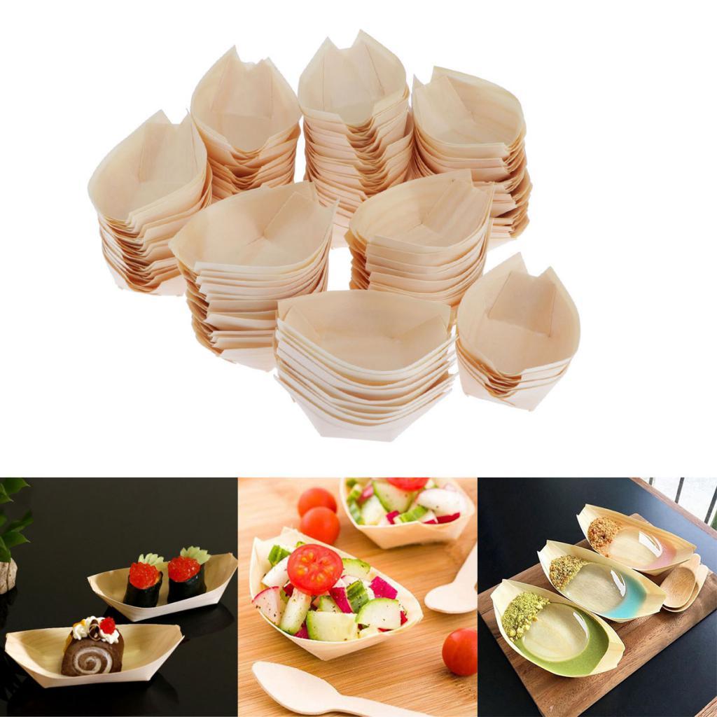 Wood Serving Boats Natural wood Take Out Trays plate bowl tableware 60x50mm
