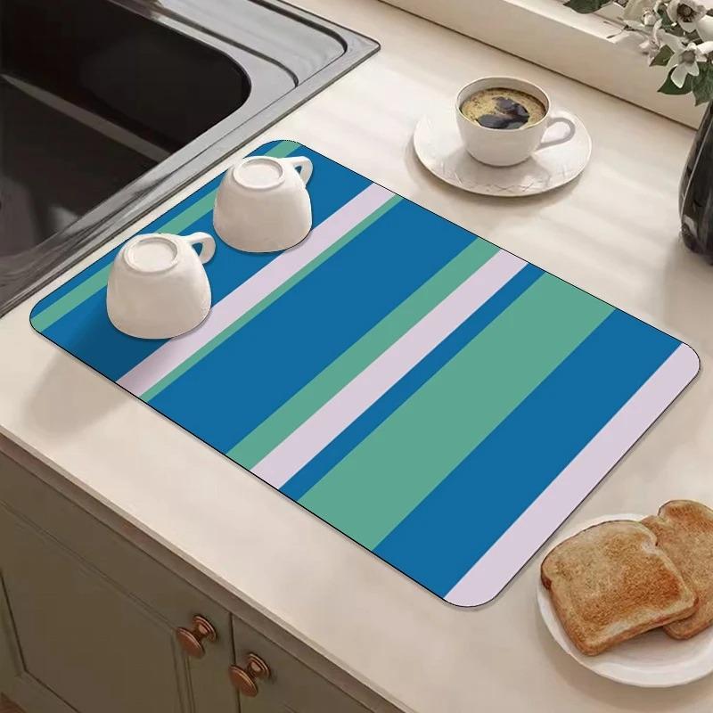 Kitchen Draining Mat Super Absorbent Tableware Pad Coffee Dish Drying Mat Sink Washstand Placemat Bathroom Kitchen Non-Slip Pad