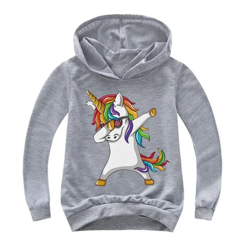 Children Unicorn Cartoon Hoodie Clothing Boys Girls Tops 3-12 Years Cute Printing Hoodie Spring Autumn Kid Pullover Sweatshirt