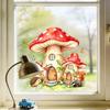 Watercolor Animal Flower Glass Stickers Forest Fairy Static Window Cling, Mushroom Elf Cottage Decal for Flexible Cut To Size Art Kids Room,