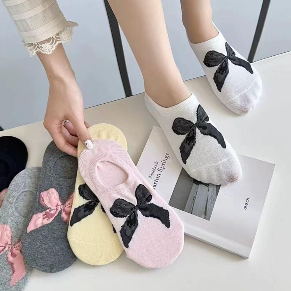 6 Pair Sweet Bow Socks Thin Ankle Socks Shallow Mouth Cotton Socks  Girl