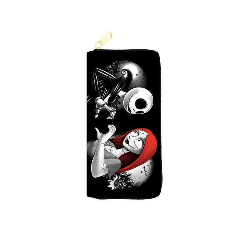 Nightmare Before Christmas PU Wallet for Women Long Zip Clutch Purse Makeup Bag Jack Skellington Print 3pcs