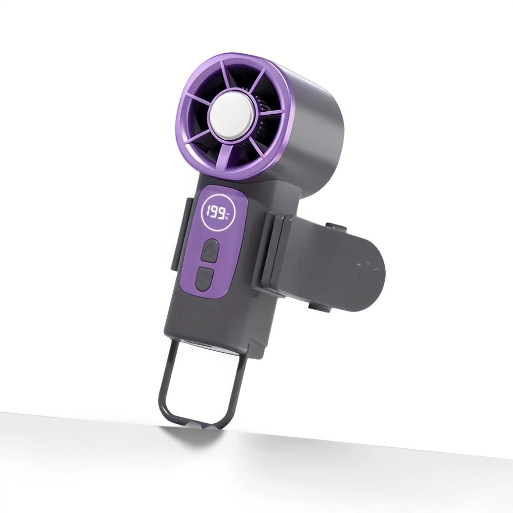 Rechargeable USB Handheld Mini Fan with Digital Display & Ice Pack Pocket