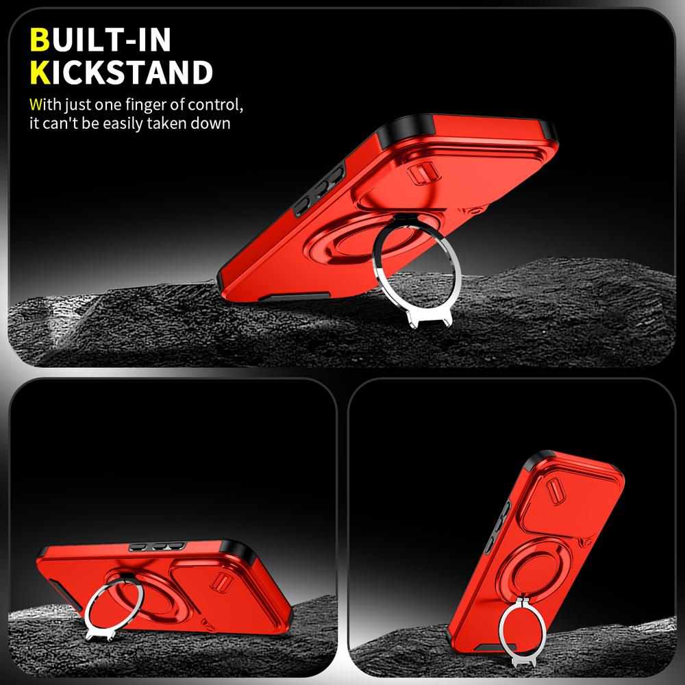 KEYSION 360° Rotating Ring Stand Phone Case for Xiaomi 17T 17T Pro 5G Slide Camera Protection Magnetic Shockproof Back Cover