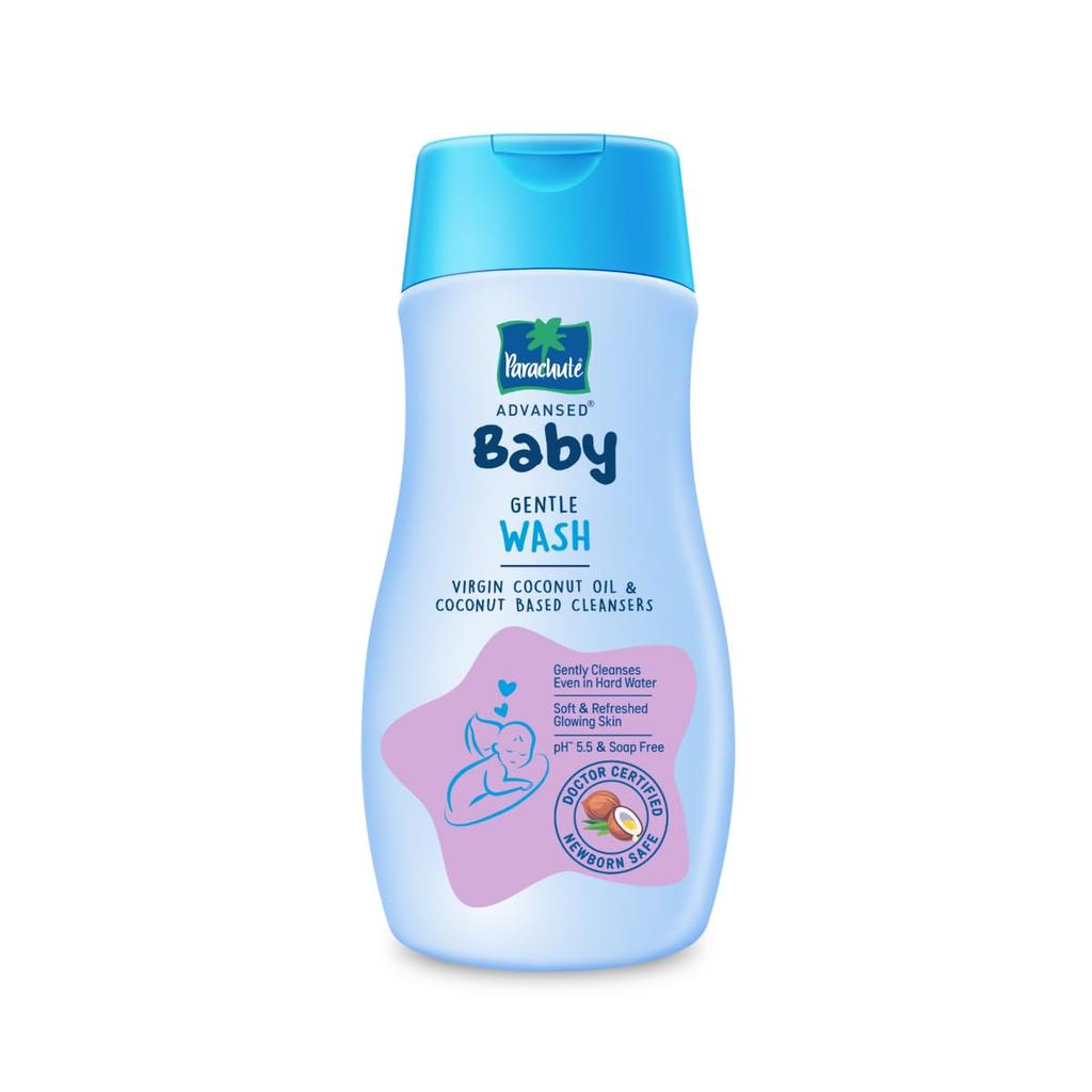 PARACHUTE Advansed Baby Jemný mycí gel 200 ml | Koupel pro novorozence bez slz | Čisticí prostředek s pH 5,5 pro jemnou pokožku