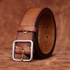 Stainless Steel Buckle Belt Men's Genuine Cattlehide Leather Surface Retro Simple Casual All-Match Jeans Belt Men