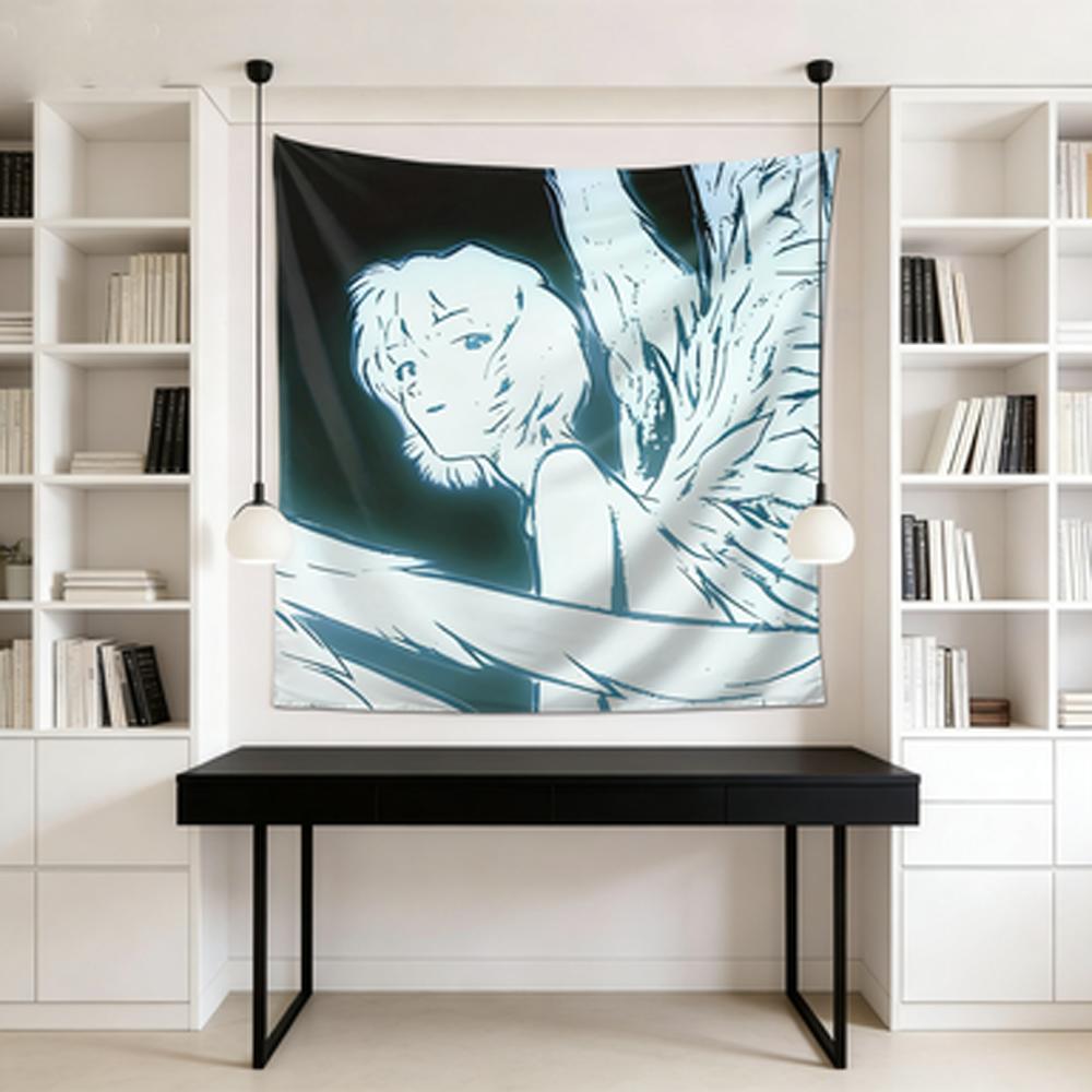 Angel Wings Anime Tapestry Gradient Light Shadow Bedroom Feature Wall Art AnimeThemed Room Decor for Living Room