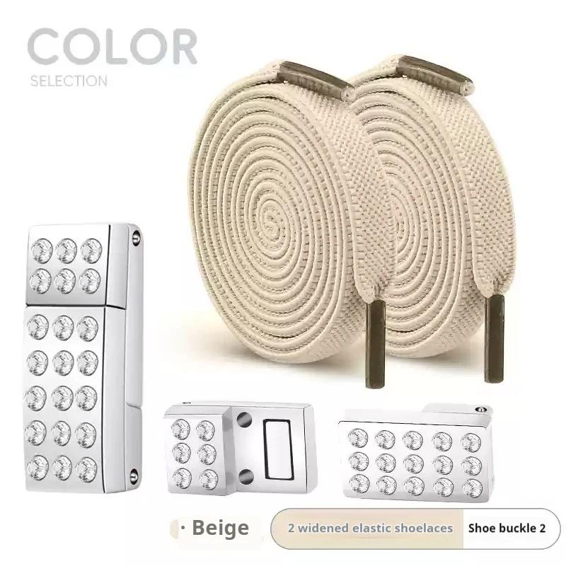 Diamond Elastic Laces Sneakers Magnetic Shoelaces Without Ties Tennis Women No Tie Shoe Laces Flat Wide Shoelace Shoe Accessorie