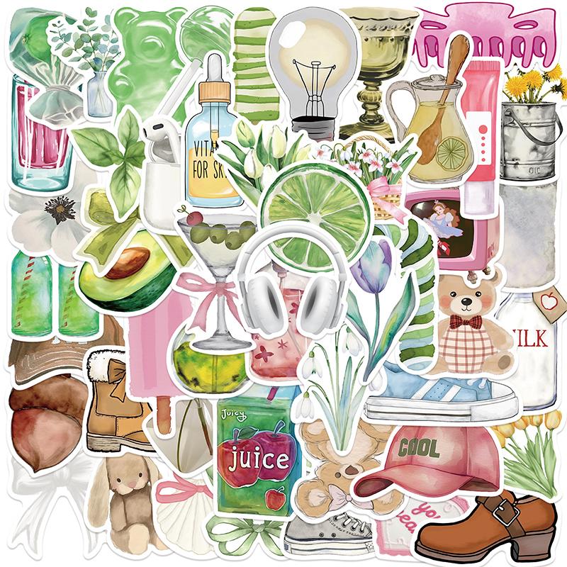 50PCS Clean Girl Stickers DIY Decoration Notebook Water Cup Skateboarding Mobile Phone Case Kawaii Vinyl Waterproof Decals Toys