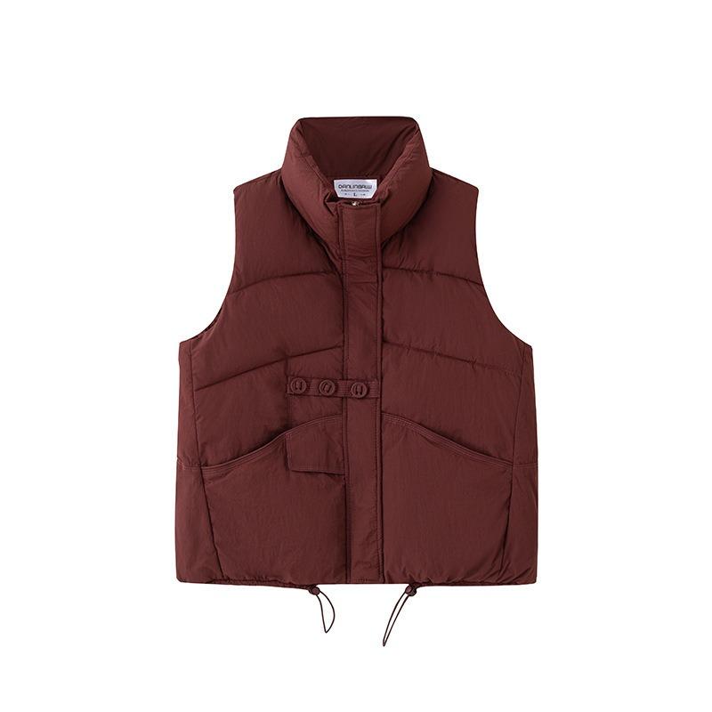 Autumn and winter new large size vest sleeveless women's versatile outer wear solid color literary and casual lapel down cotton vest