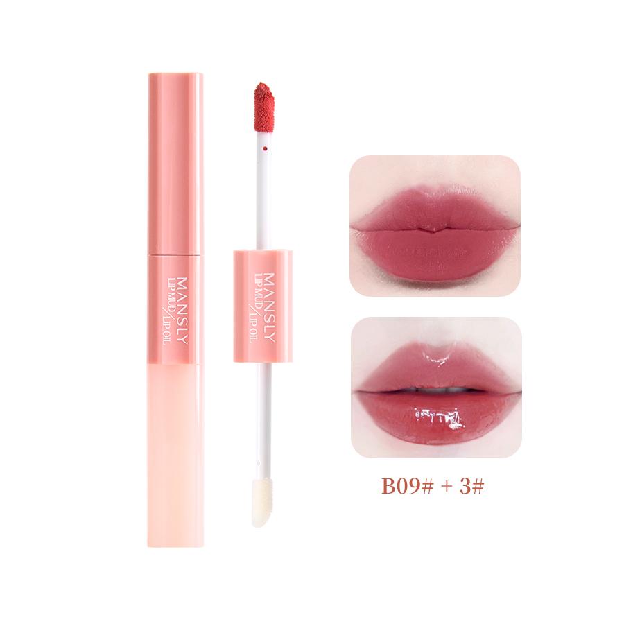 Double Moisturizing Lip Oil with High Pigment Waterproof Lip Mud