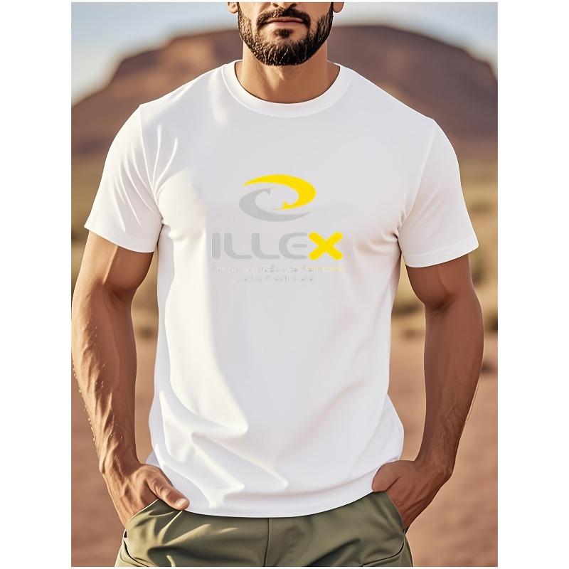 

European size Men s Print T-Shirt - Summer Short Sleeve Round Neck Casual Top, Soft Breathable Tees Suitable for Outdoor S белый