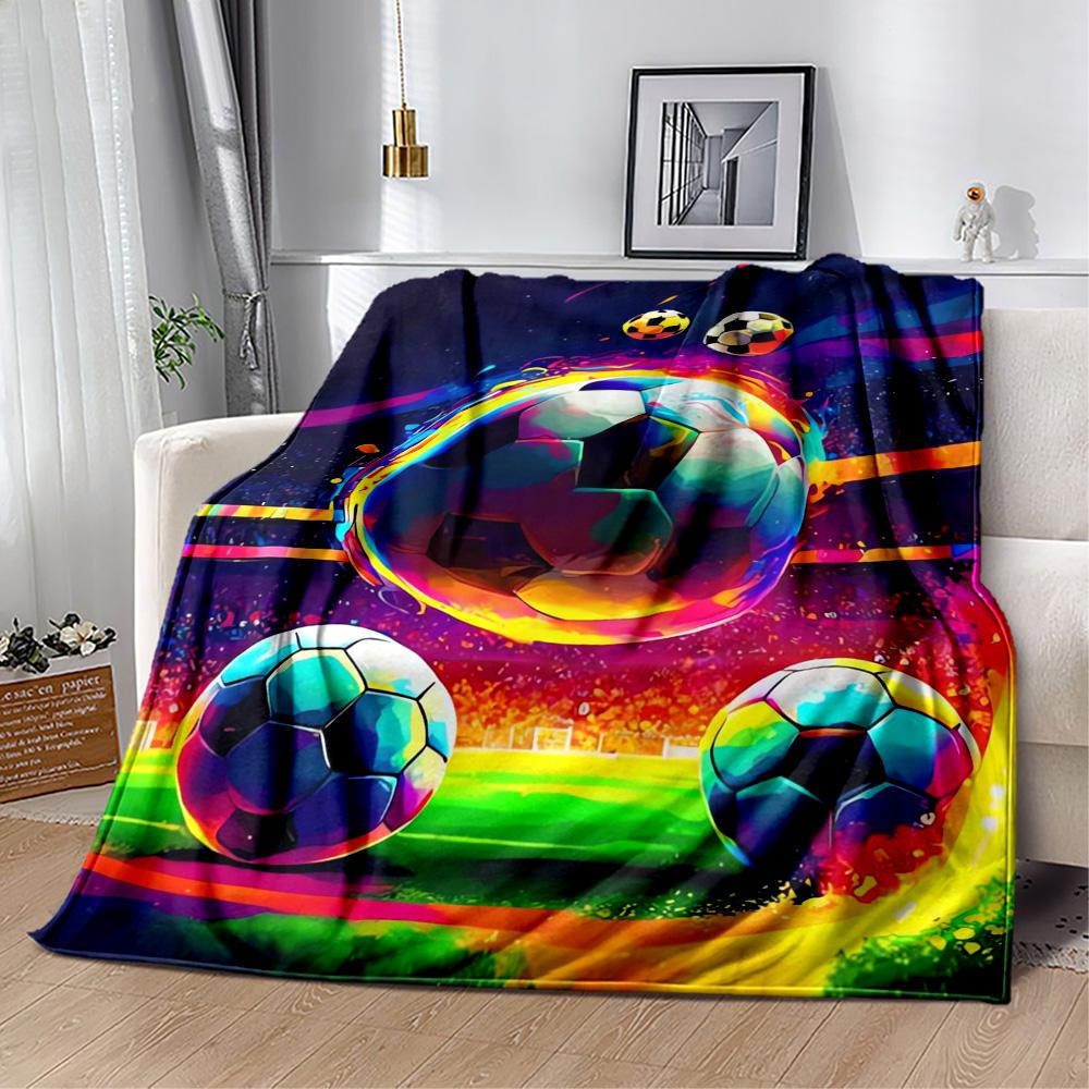 1 Stück Fußball-Decke Bequem Weich Leicht Alle Jahreszeiten Mehrzweck-Decke Reisen Camping Picknicks Sofa Büro Bett Wohnzimmer Geschenk Freunde