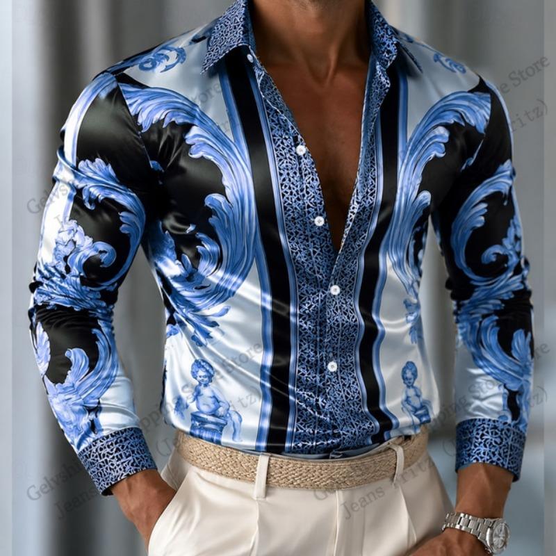 Mens Luxury Long Sleeve Floral Shirt Leopard 3d Print Shirt Men Women Fashion Comfortable Single-breasted Blouse Men clothing Eu