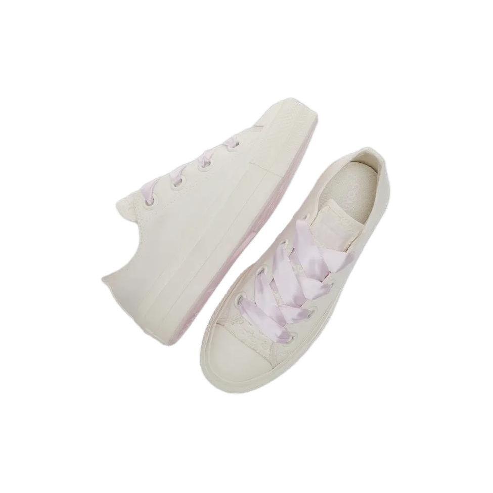 Converse Women's CTAS Lift Low Top Ivory Pink Satin Platform Casual Shoes A10301C