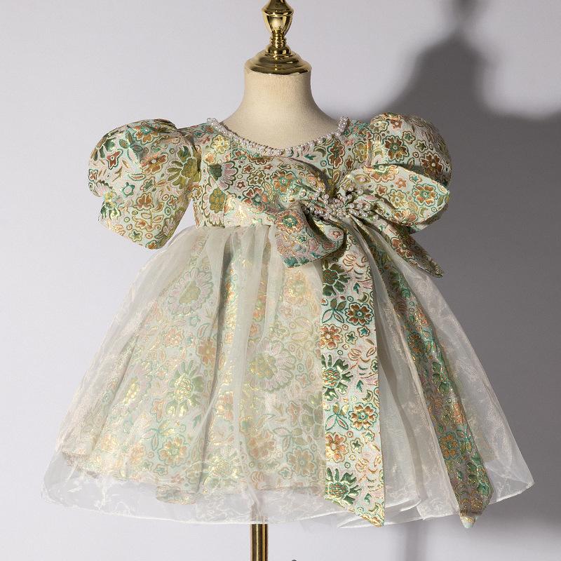 

Детское платье, платье для выступлений с круглым вырезом, элитное платье принцессы для девочек на день рождения, платье на год