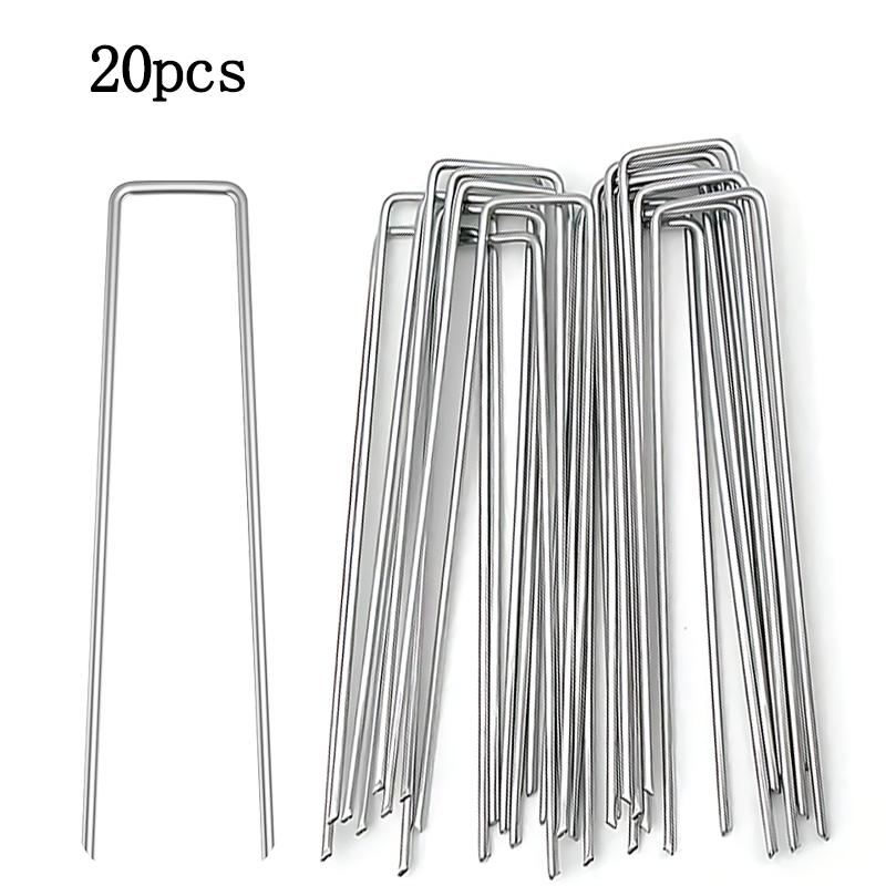 20/40 Buc. Țăruși de Grădină Metal Inoxidabil Argintiu Cuie Îndoite Unelte de Grădinărit Fixare Țăruși Folie Spalieri Cuie Mulci