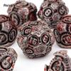 7 Pcs Silver Red Gear Wheel Metal Dice Solid Metal Polyhedral Dice Set Suitable for Role-Playing RPG  Board Game Card Game