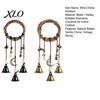 Nature Inspired Rattan Bell Pendant 2PCS Witch Bells for Door Knob, Hanging Wind Chime with Moon Pastoral Style Ornament Star Charms, Handmade