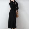 Autumn and Winter Knitted Bottoming Sweater Skirt Women's Super Long Slim Slim Slim Pullover Long Dress Covering the Stomach Long Sleeve Dress