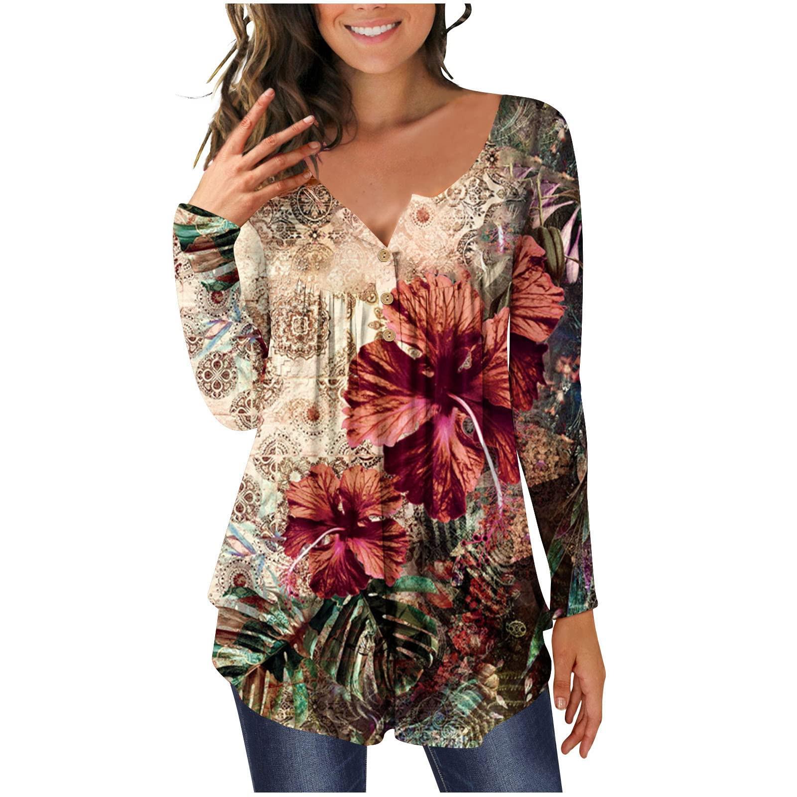 

Women s Long Sleeve Tunic Loose Tops Casual Plus Size Tops Pleated Tunic Button Down Casual Summer Spring T-Shirts Tops for Women L фиолетовый