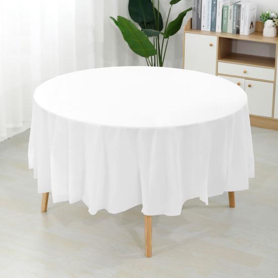10Pcs Plastic Table Cloth 84 Inch Disposable Tablecloth Easy Cleaning Round Table Cover Parties Picnic Birthday Wedding Supplies