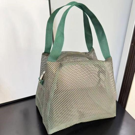 Storage Bag Large Capacity Zipper Closure Beach Bag with Handle Design Visible Mesh Bag Makeup Organizer