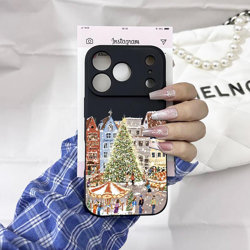 Christmas Decoration 2026 Phone Case for IPhone 17 16 Pro 15 Max 14Plus 13 12 11 13 12 7 8 Plus Suqare Silcone Soft Cover Capa