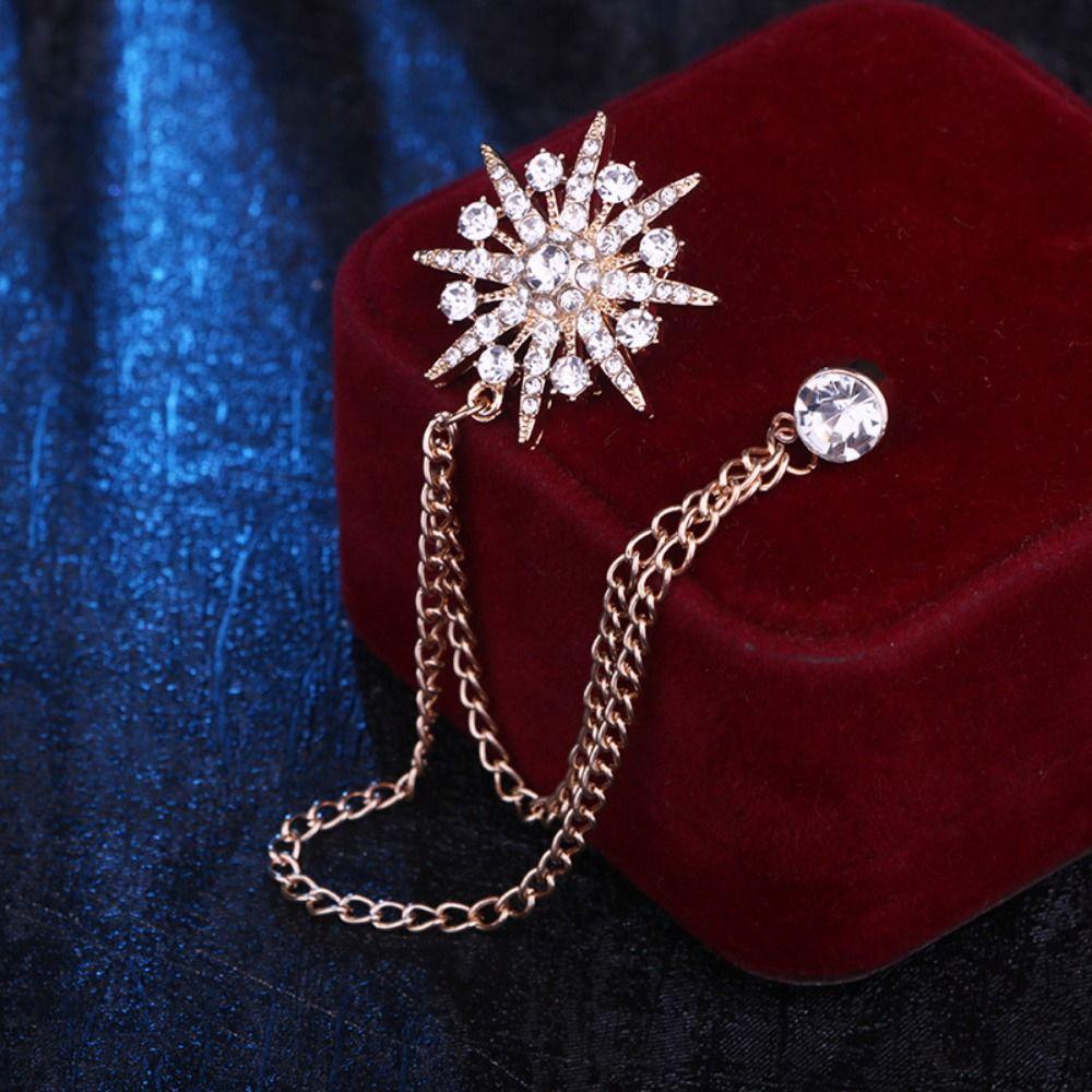 Zinc Zinc Alloy Men Brooch Tassel Chain Suit Lapel Pin Personality Star Tassel Brooch  Collar Decoration
