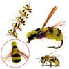 25Pcs/Box Yellow Simulation Bee Dry Fly Floating Foam Flies Trout Bass Perch Fly Fishing Flies Lure Size #10