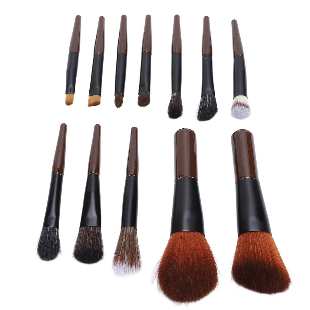 Set Pennelli Trucco da Viaggio Sintetici Mini 12 Pezzi Polvere Illuminante Correttore Ombretti Blush Mini