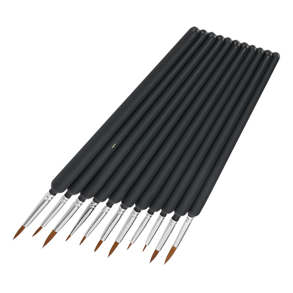 11pcs Painting Brush Weasel Hair Stroke Edge Drawing Tool Art Supplies for Watercolor Gouache Oil