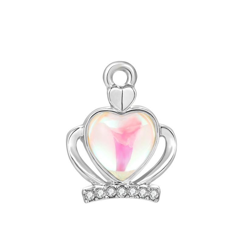 Crystal Heart Moon Crown Butterfly Planet Pendant Beads Stainless Steel Charms Earrings Necklace Jewelry DIY Making Woman Gifts