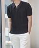 DEVERRMAN Open Collar Signature Half Knit (Black)