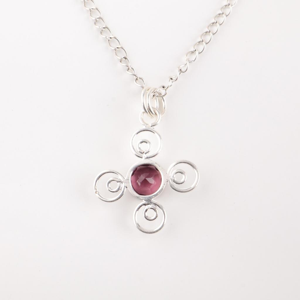 Rhodolite Gemstone 925 Sterling Silver Jewelry Handmade Pendant For Anniversary PP-41-16