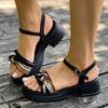Mode 2025 Neue Schuhe Damen Schnallenriemen Damen Sandalen Mode Farbabstimmung Kleid Sommer Vielseitig Rutschfest Absatzsandalen Zapatos