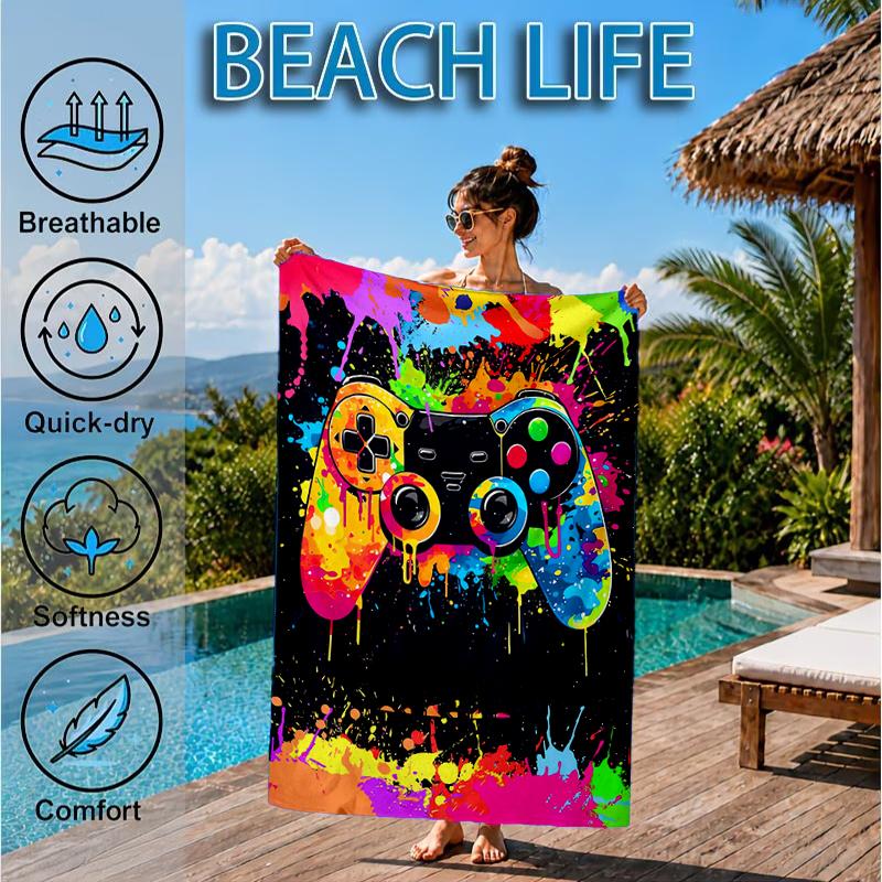Colorful Gaming Controller Beach Towel, Microfiber Beach Towel, Perfect For Pool, Beach, Travel, Home Decor Beach Party Fan Gifts