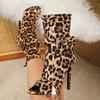Eilyken Sexy Retro Leopard Print Buckle Peep Toe Stiletto Heels Women Boots Sandals Summer Zipper Dance Shoes Botas De Mujer