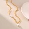Women French Elegant Irregular Pearl 18k Gold Plated Brass O Chain Clavicle Necklace