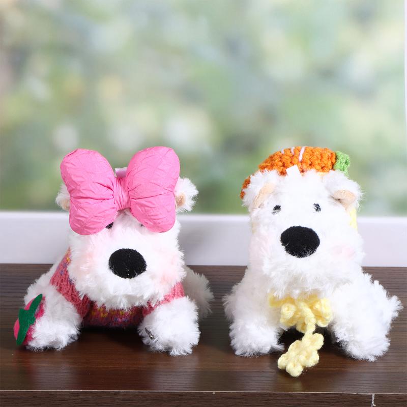 Kawaii West Highland Terrier Welpen Plüschtier Cartoon Magnetische Stoffpuppen Motorrad Elektrofahrrad Rückspiegel Anhänger Dekor