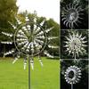 Kinetische Windmühlenskulpturen aus Metall, einzigartiger und magischer windbetriebener Spinnergarten