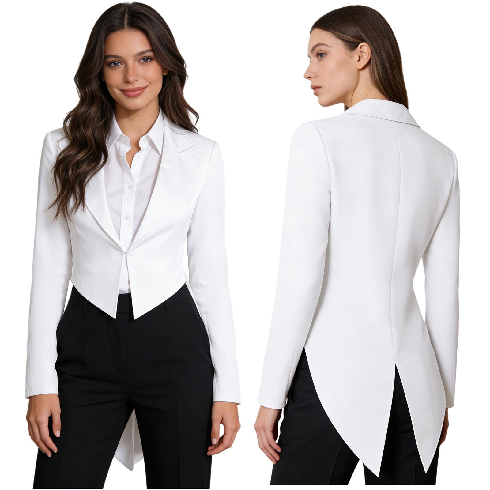 

Open Front Swallowtail Jacket for Women S-XL: Elegant Peaked Lapel Tuxedo Coat, Perfect Vintage Outerwear for Events L