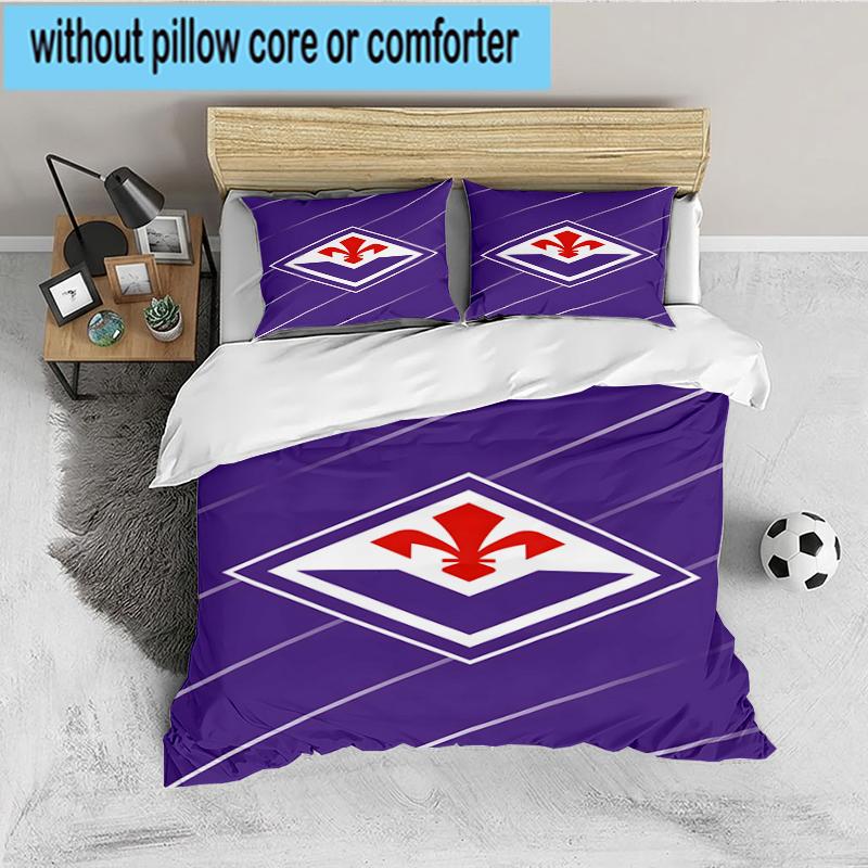 3PCS Fiorentina Football Club Bedding set,Ideal for1pc Duvet Cover And 2pcs Pillowcases Perfect for Christmas gift,Ideal for Bedroom, Dormitory