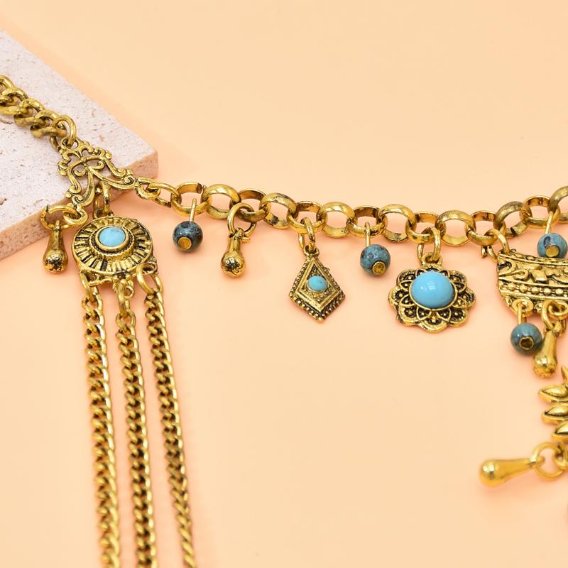 Vintage Long Tassel Women Necklace Bohemian Ethnic Bell Pendant Statement Chains Choker Gypsy Female Accessories