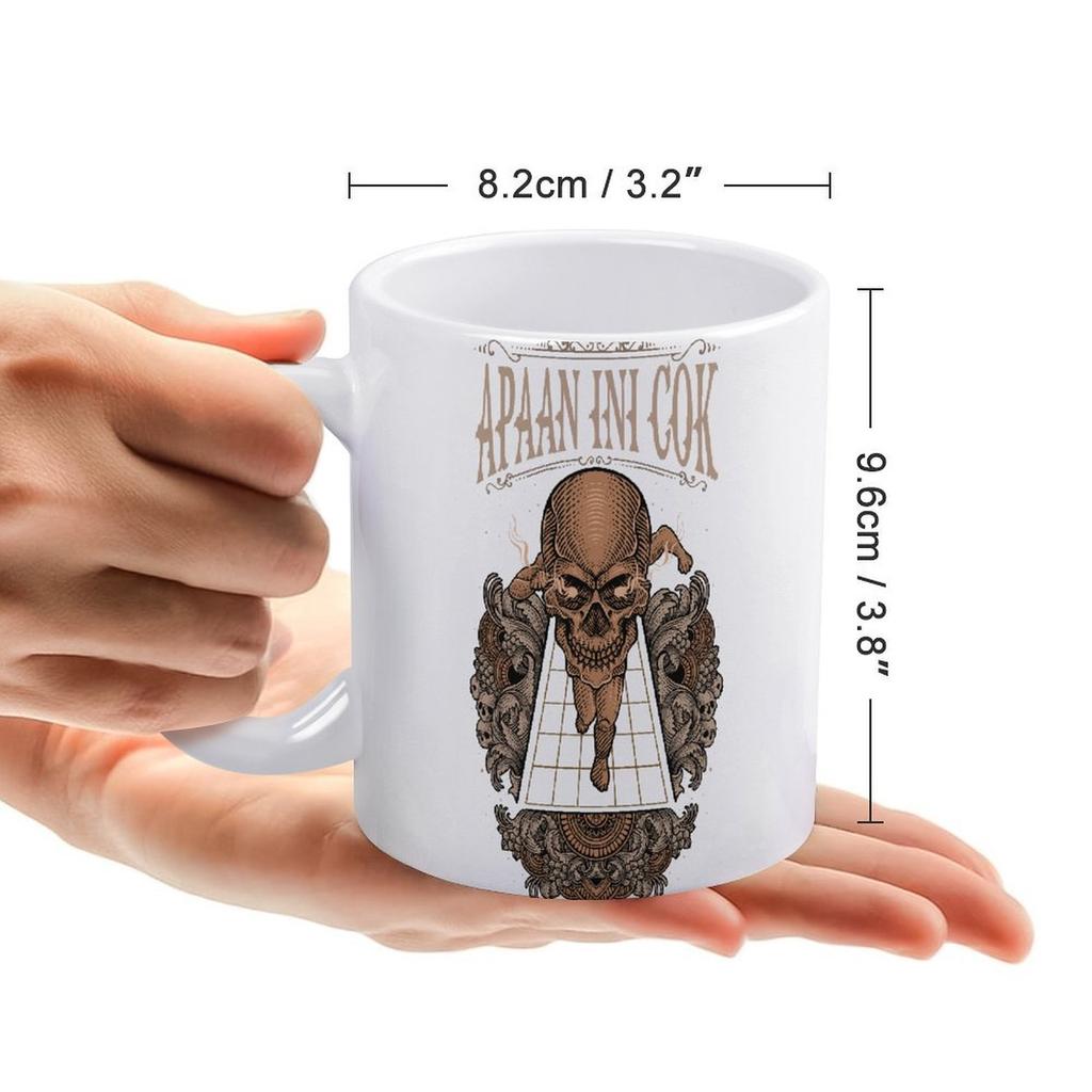 11oz Weiße Keramiktasse mit doppelseitigem Druck, Hitzebeständig und Glatt, Ideal für den täglichen Getränkegenuss