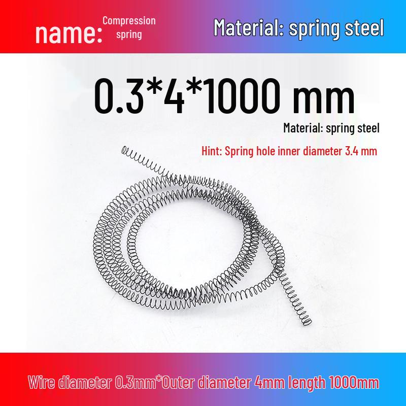 Spring Wire: 1m Long, Soft Pressure, Manganese Steel, 0.3-4.5mm Diameter, Yellow Compression Return.
