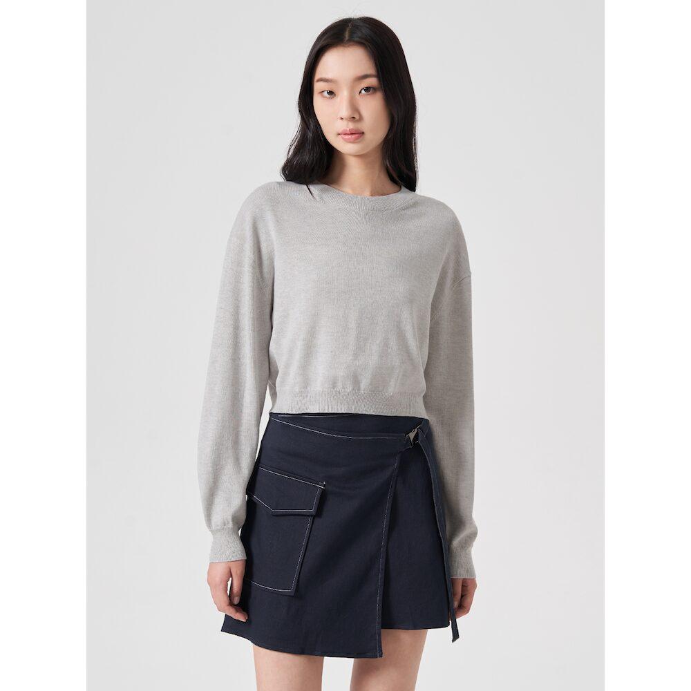 8Seconds Crop Round Neck Pullover Light Gray Light Gray (Silver)/S