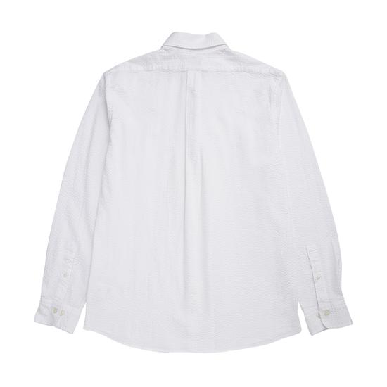 Regular Fit Cotton Seersucker Polo Button-Down Shirt (White) (BBTPMF0690AES)